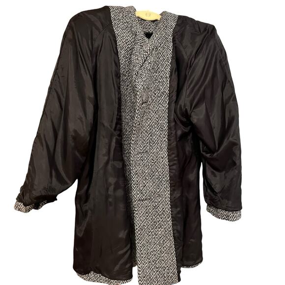 Vintage 80’s Paul Levy Herringbone Wool Coat Classic Timeless Preppy Warm 14 - Picture 4 of 7